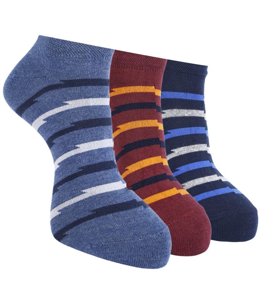     			Force NXT Cotton Blend Men's Striped Multicolor Ankle Length Socks ( Pack of 3 )