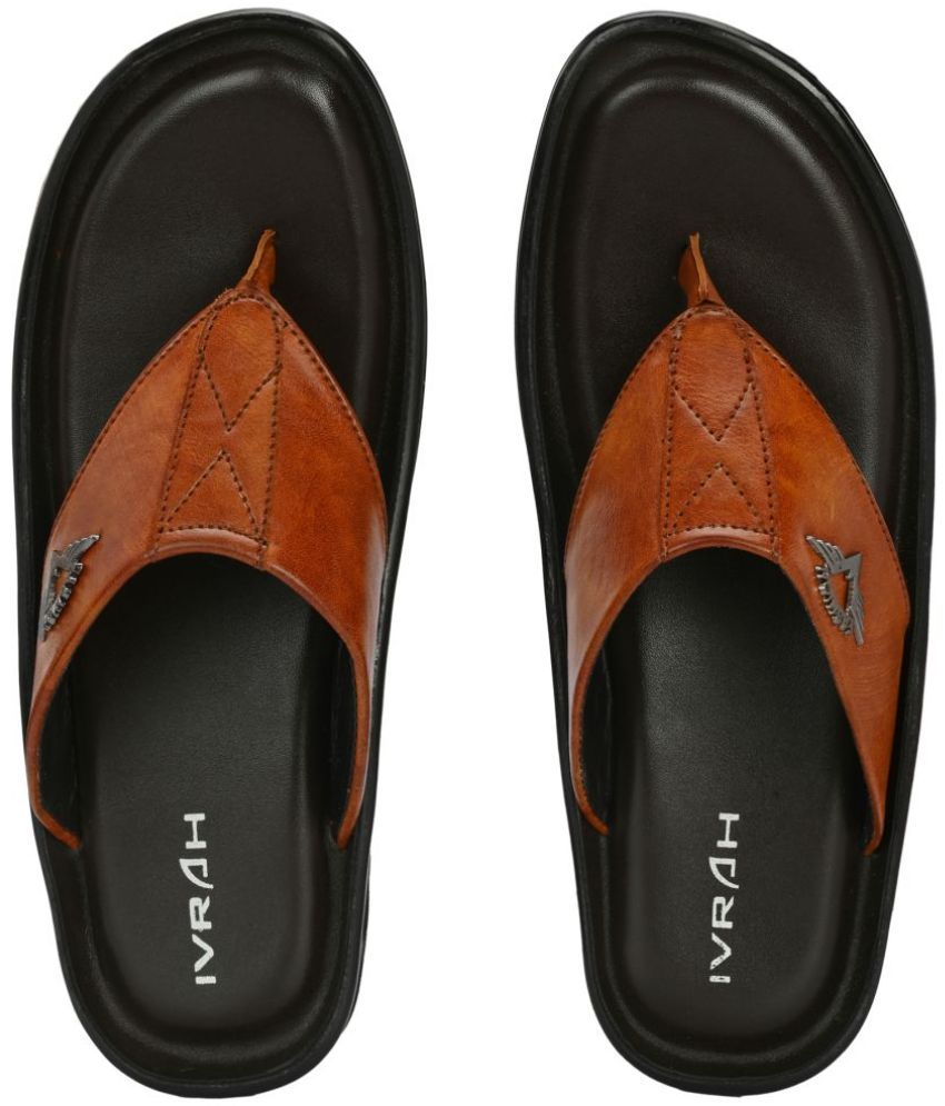     			IVRAH Tan Men's Thong Flip Flop