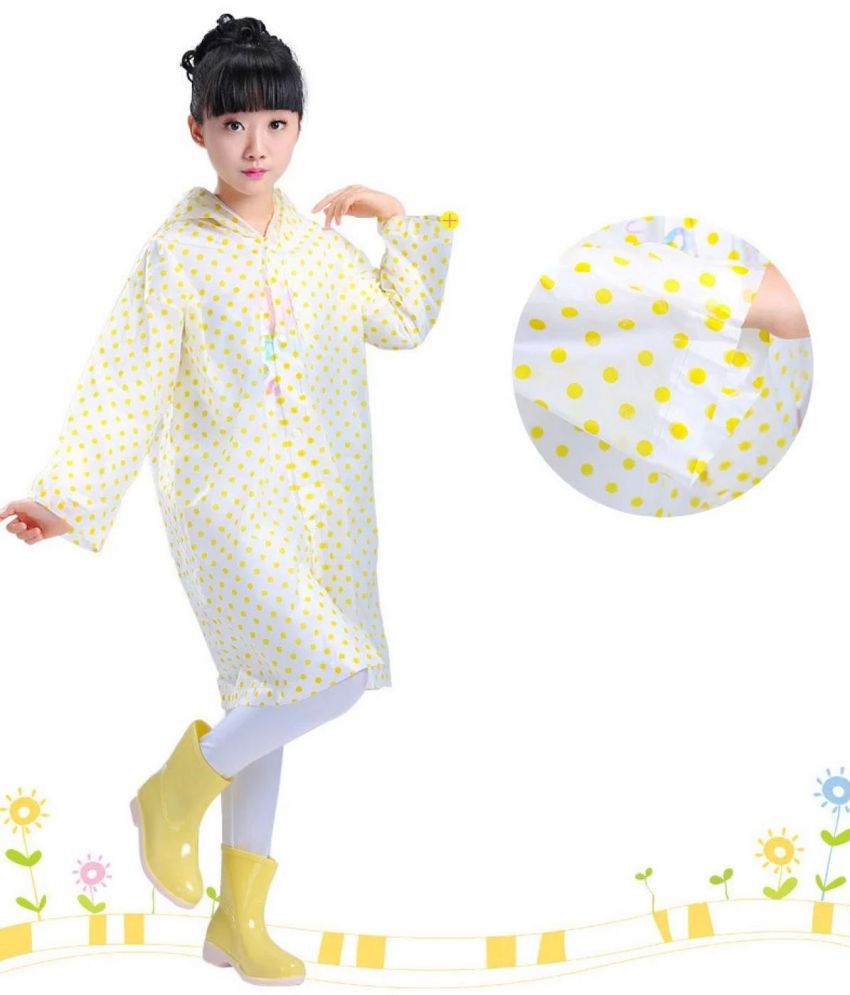     			Infispace Kid's Rainy Days in Style and Comfort with Yellow Colour Polka Dot Printed Raincoat(Pack of 1)