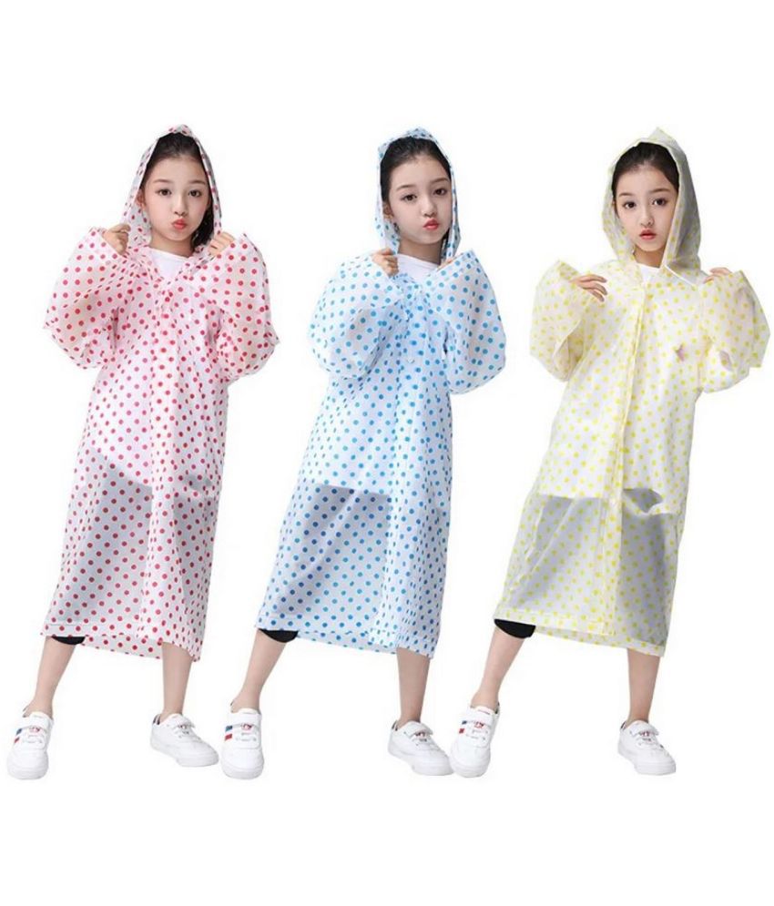     			Infispace Kid's Rainy Days in Style and Comfort with Multi Colour Polka Dot Printed Raincoat(Pack of 3)