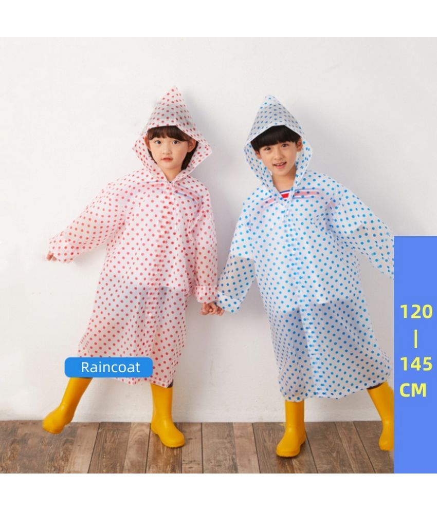     			Infispace Kid's Rainy Days in Style and Comfort with Red-Blue Colour Polka Dot Printed Raincoat(Pack of 2)