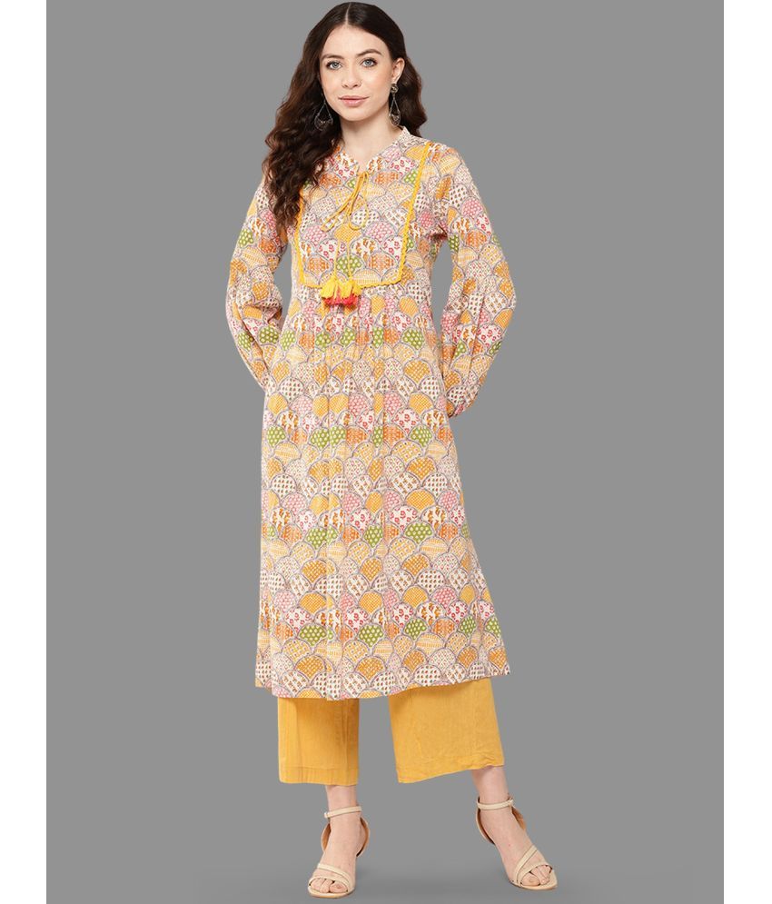     			Janasya Cotton Printed A-line Women's Kurti - Multicoloured ( Pack of 1 )