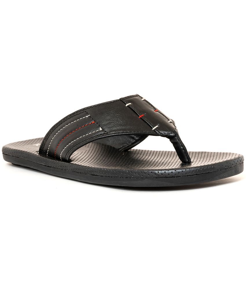     			KHADIM Black Men's Slide Flip Flop