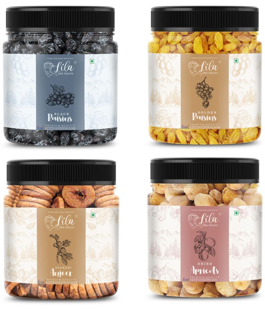     			Lila Dry Fruits Figs(250gm), Green Raisin(250gm), Black Raisin(250gm), Apricots(250gm)