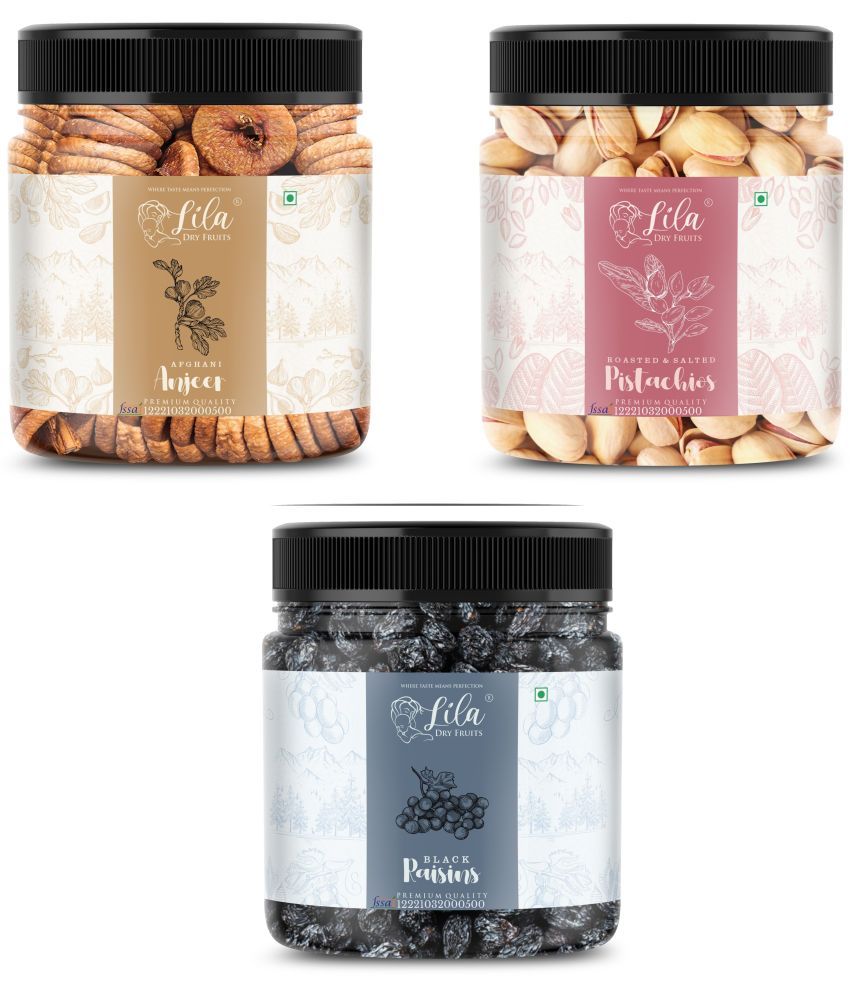     			Lila Dry Fruits Figs (250gm), Pista(250gm) & Black Raisin(250 gm) Combo | Kaju Pista Kishmish