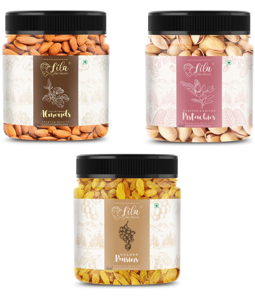     			Lila Dry Fruits Almond(100gm),Pistachios(100 gm) Green Raisin(100gm) Combo |Badam Pista Kishmish