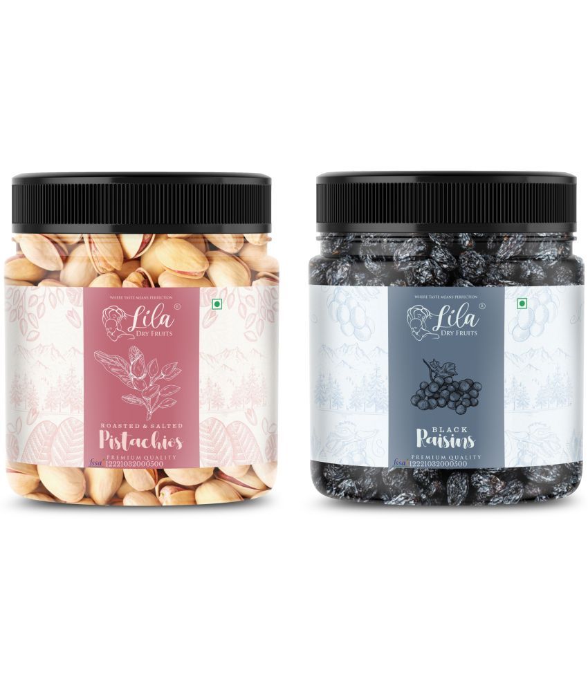     			Lila Dry Fruits Black Raisin (500gm) & Pistachios(500gm) Combo | Kishmish Pista Combo