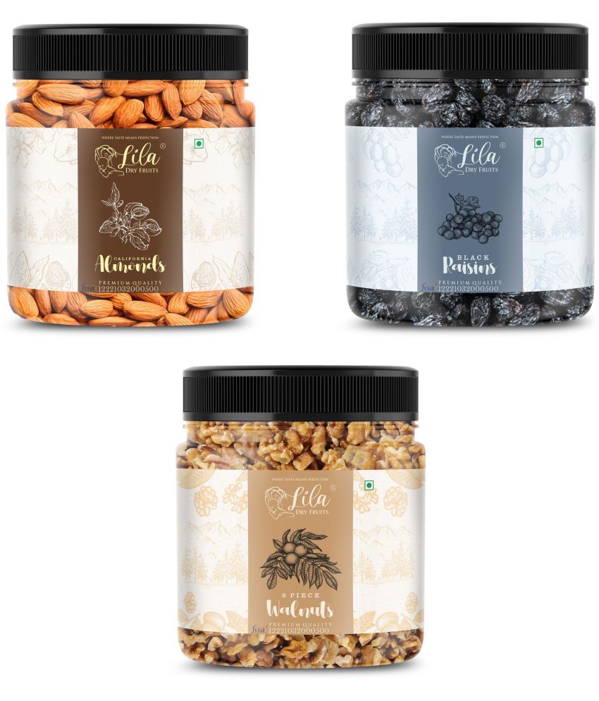     			Lila Dry Fruits Almond (500gm),Walnut(500gm) & Black Raisin(500 gm) Combo |Badam Akhrot Kishmish