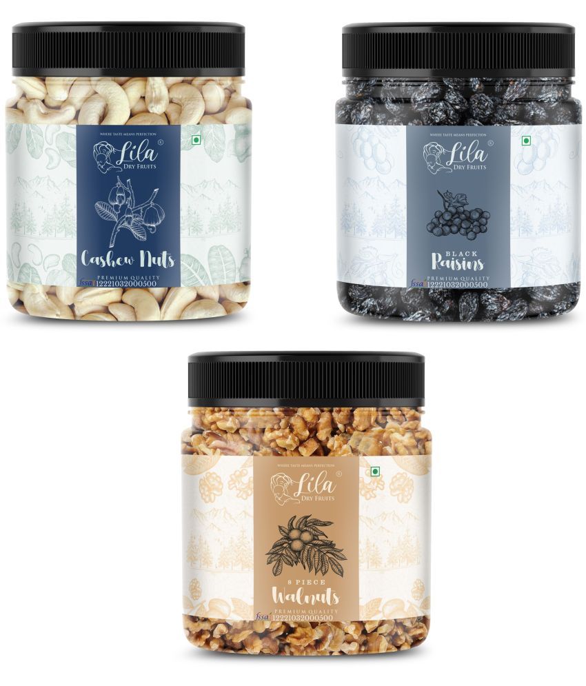     			Lila Dry Fruits Cashew (100gm),Walnut(100gm) & Black Raisin(100 gm) Combo | Kaju Akhrot Kishmish