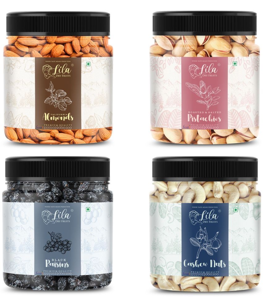     			Lila Dry Fruits Cashew(100gm), Almond (100gm), Pistachios (100gm) & Black Raisin(100 gm)