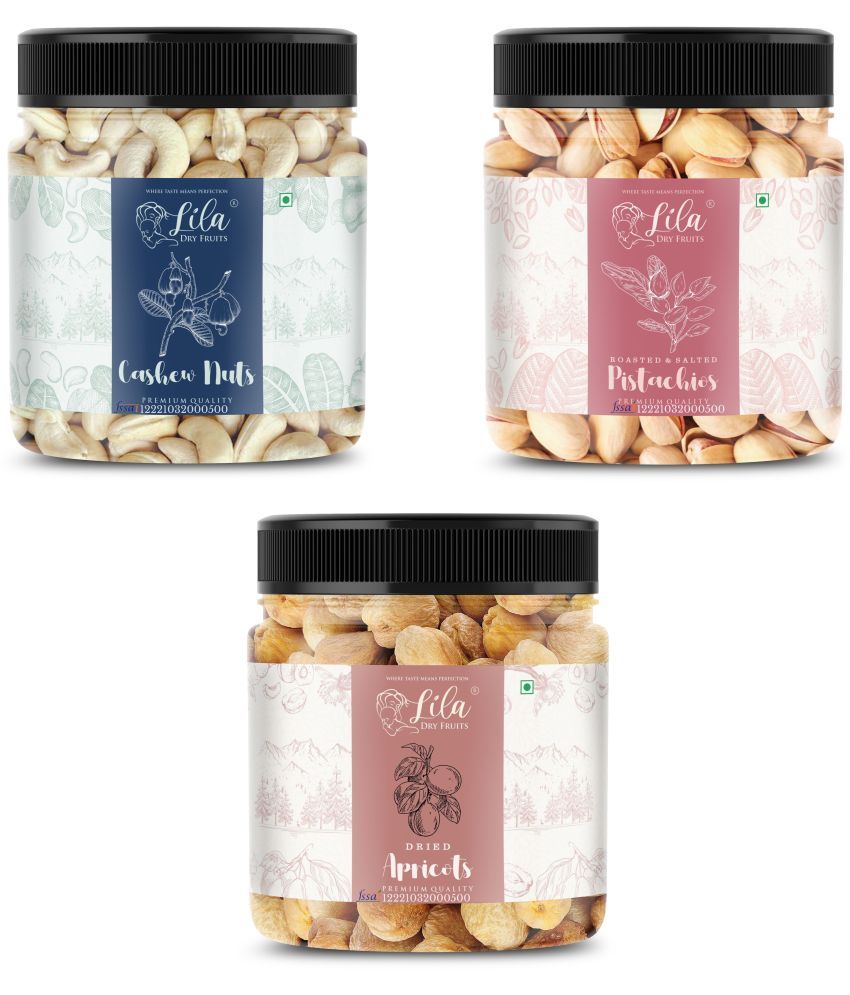     			Lila Dry Fruits Cashew (250gm), Pista(250gm) & Apricot(250 gm) Combo | Kaju Pista Khubani Combo