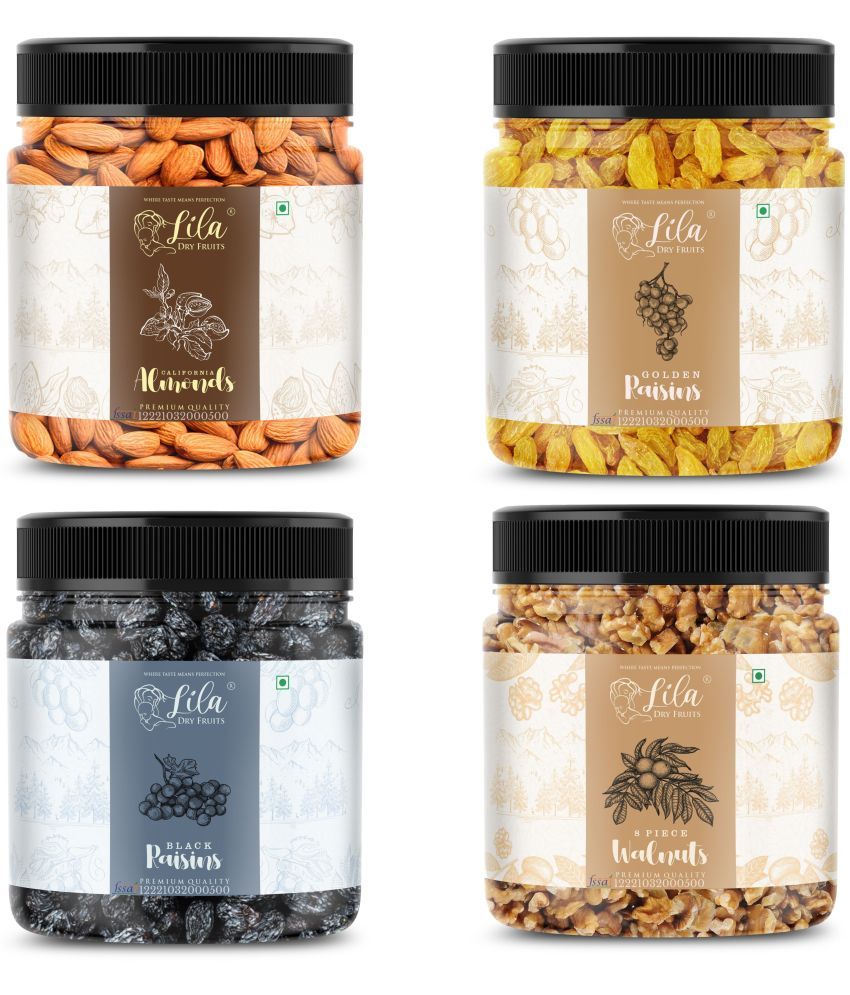     			Lila Dry Fruits Almond(250gm), Walnuts(250gm), Green Raisins (250gm) & Black Raisins(250 gm)