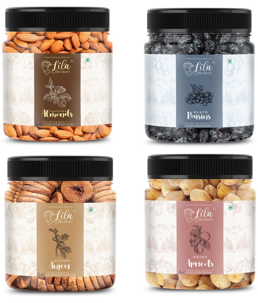     			Lila Dry Fruits Figs(250gm), Almond (250gm), Black Raisin (250gm) & Apricots(250 gm)