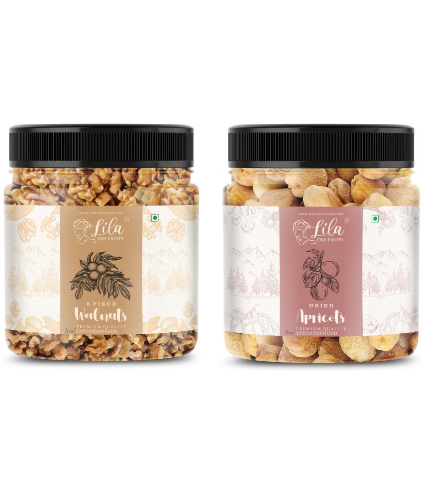     			Lila Dry Fruits Walnuts (250gm) & Apricots(250gm) Combo | Akhrot Khubani Combo