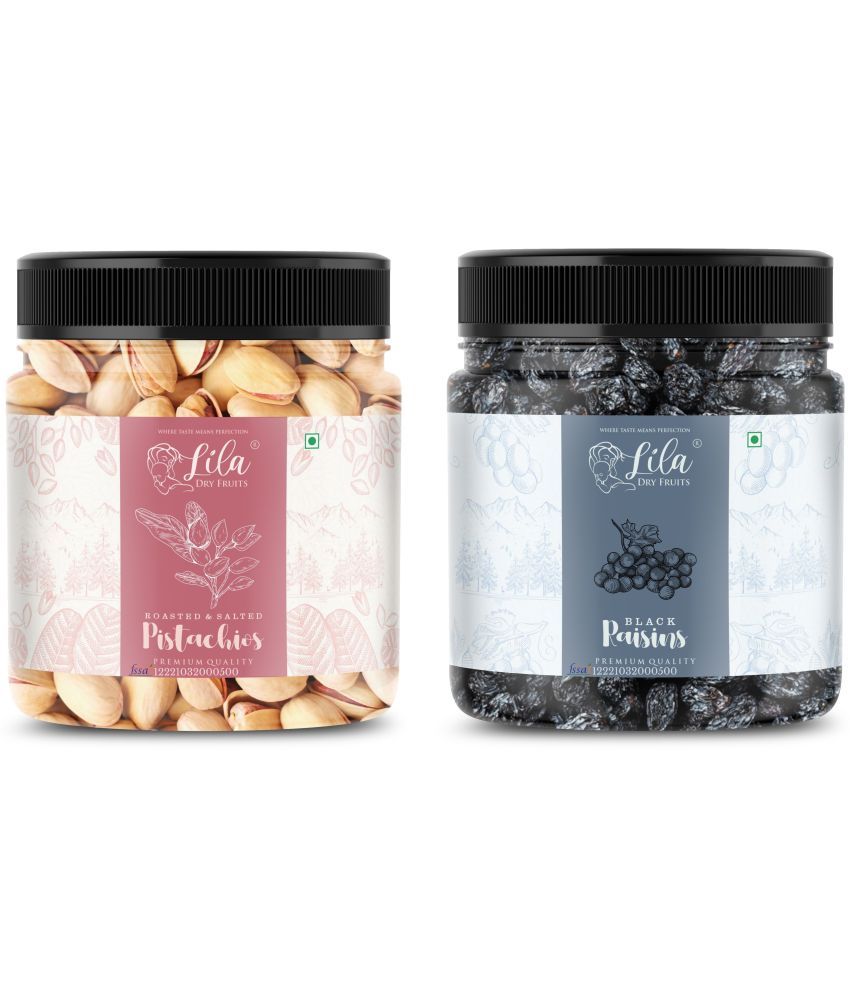     			Lila Dry Fruits Pistachios (500gm) & Black Raisin(500gm) Combo | Pista Kishmish Combo