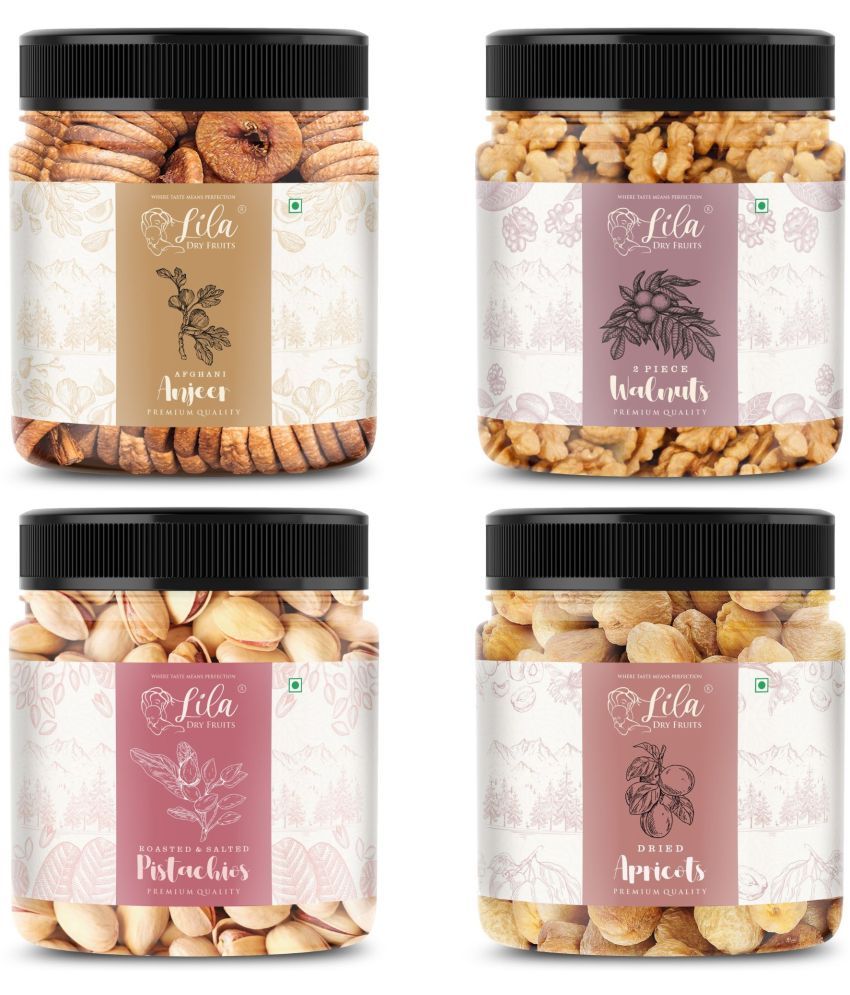     			Lila Dry Fruits Figs(100gm), Pistachios(100gm), Walnut(100gm) & Apricots(100 gm) Combo