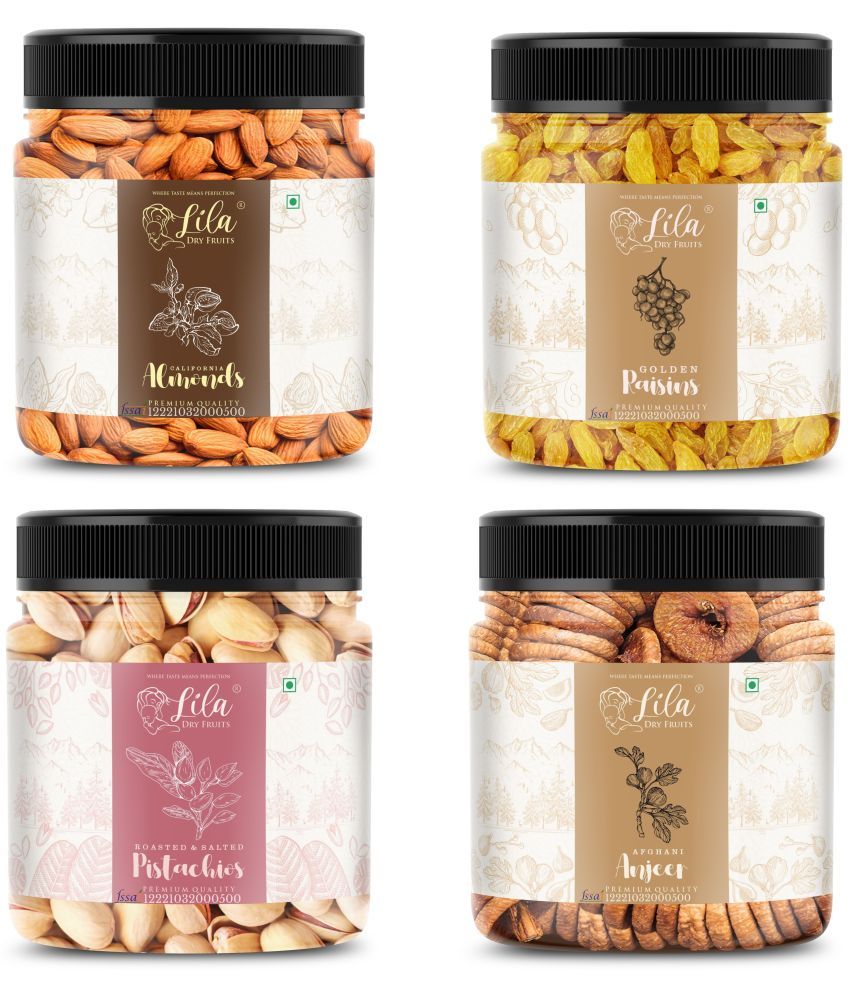     			Lila Dry Fruits Figs(250gm), Almond (250gm), Pistachios (250gm) & Green Raisin(250 gm)