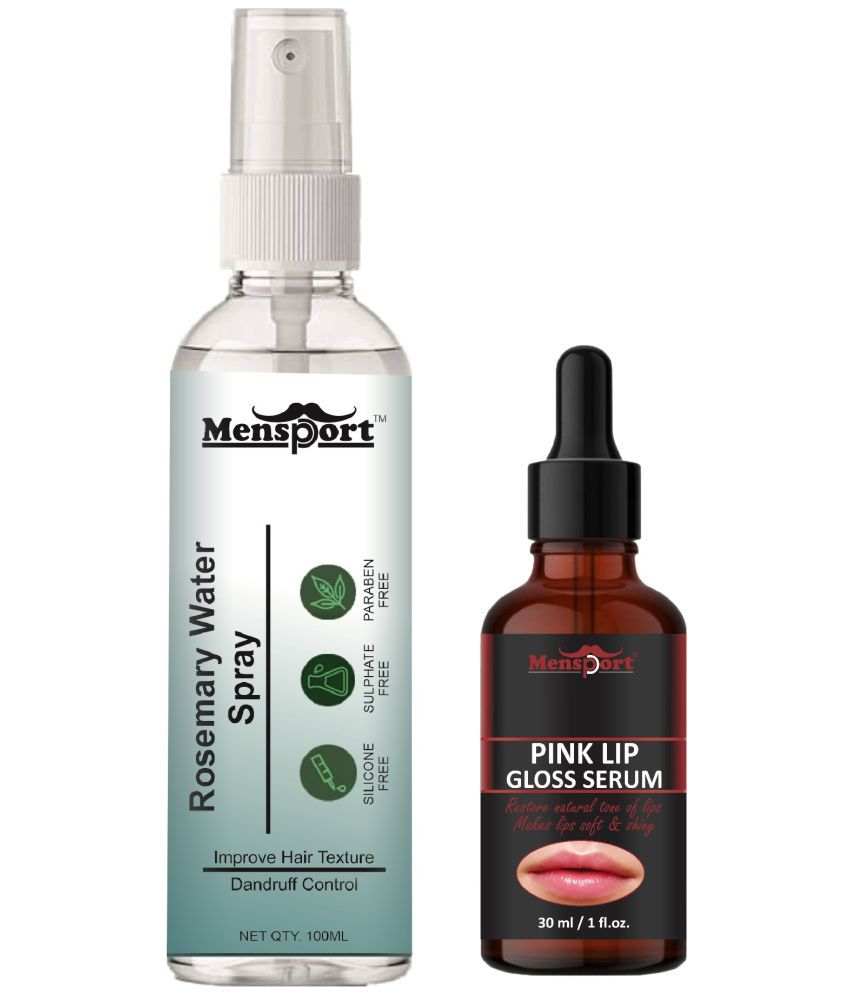     			Mensport Rosemary Water | Hair Spray For Hair Regrowth 100ml & Pink Lip Gloss Serum (Restore Natural Tone of Lips) 30ml - Set of 2 Items