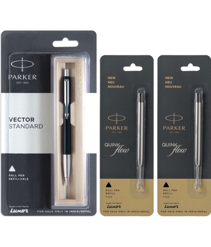     			Parker Vector Standard Chrome Trim Ballpen Black & Quink Flow Refill Black Fine