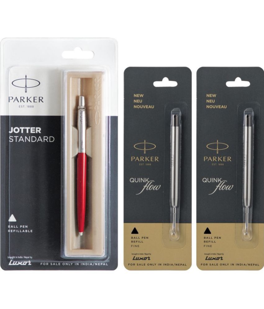     			Parker Jotter Standard Ball Pen Red & Quink Flow Black Fine 2