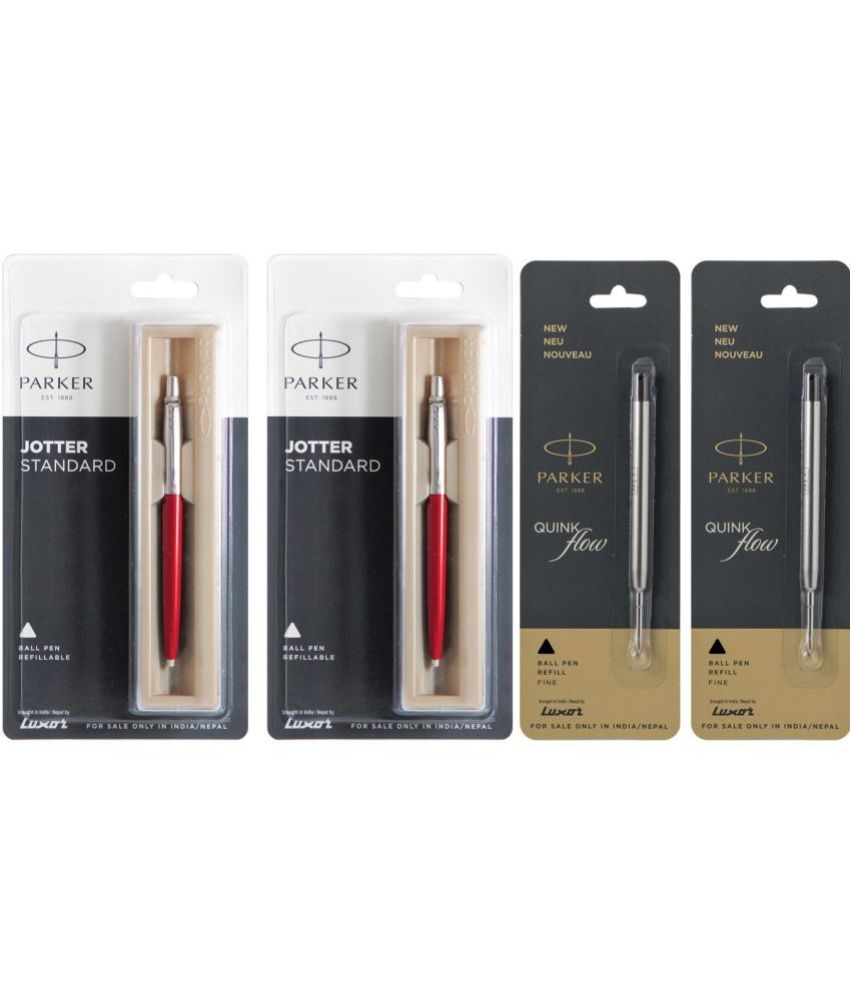     			Parker Jotter Standard Ball Pen Red 2 & Quink Flow Black Fine 2