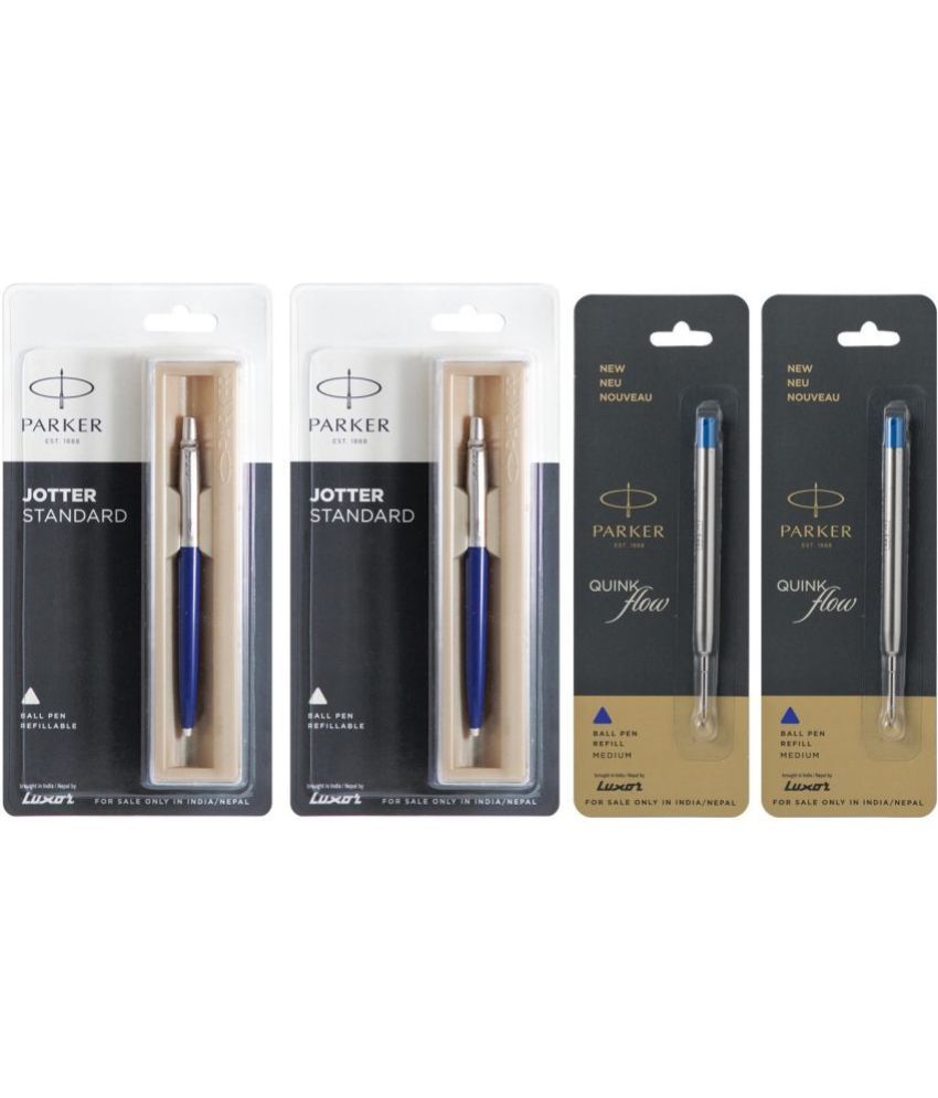     			Parker Jotter Standard Ball Pen Blue 2 & Quink Flow Blue Medium 2