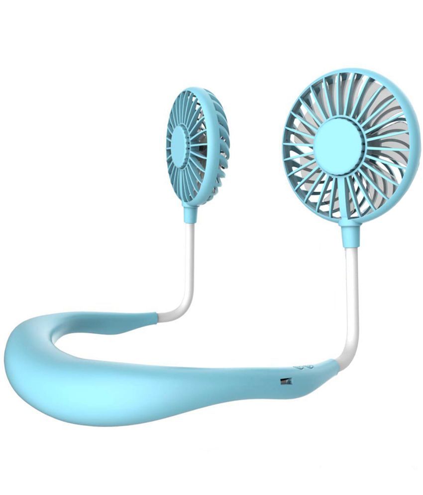     			Portable Neck Fan with 3 Speed Modes rechargeable Battery.