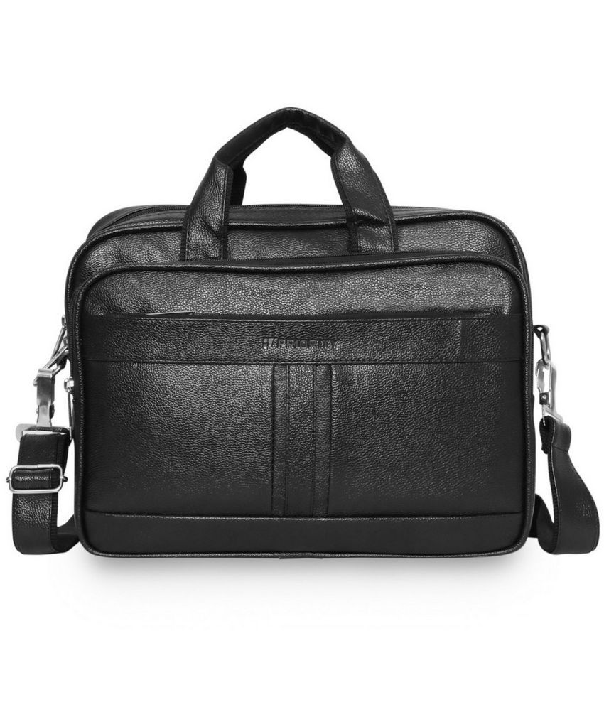     			Priority Black Solid Messenger Bag