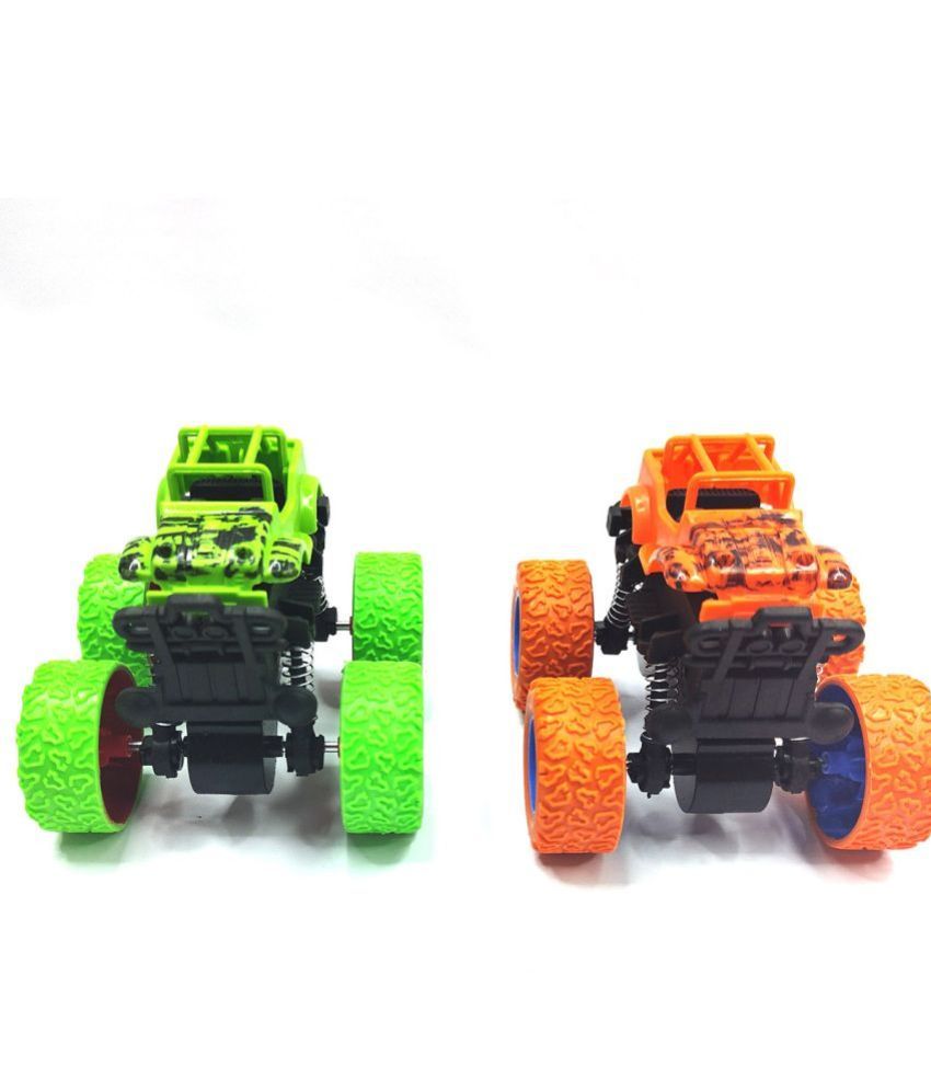     			RAINBOW RIDERS  2 Pcs Orange & Green Monster Car/ Mini Monster Car / (Orange, Green ) for 3+ Years Kids / 4*4 Big Wheels  2 Pcs Mini Monster Car for Kids.