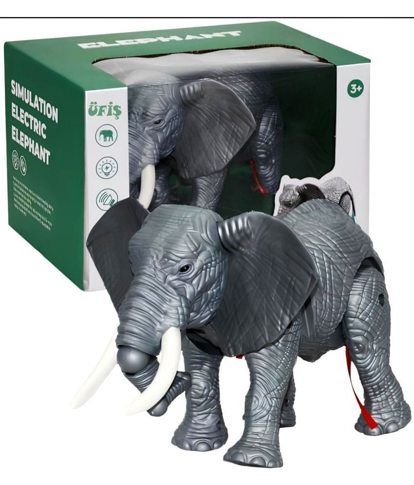     			TOY DEKHO Walking Elephant Toy Hathi Figure with Realistic Sound Big in Size Animal Toys for 3+ Year Kids  Battery Operated