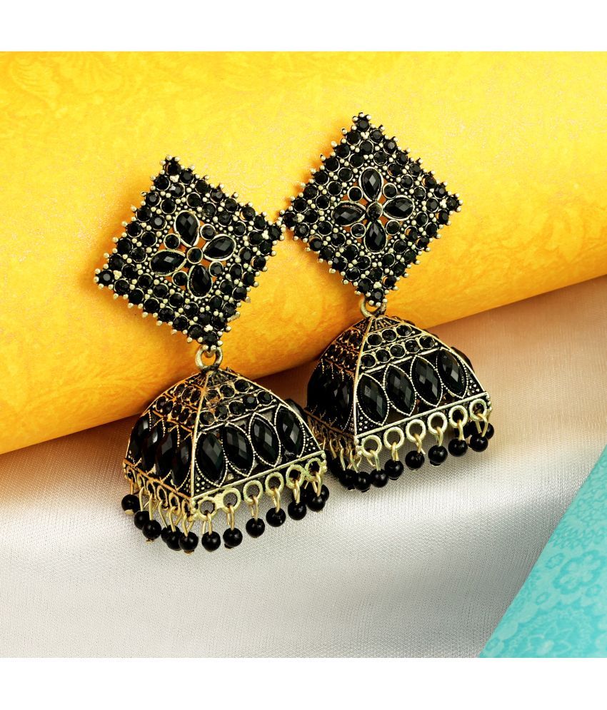     			Thrillz Black Jhumki Earrings ( Pack of 1 )