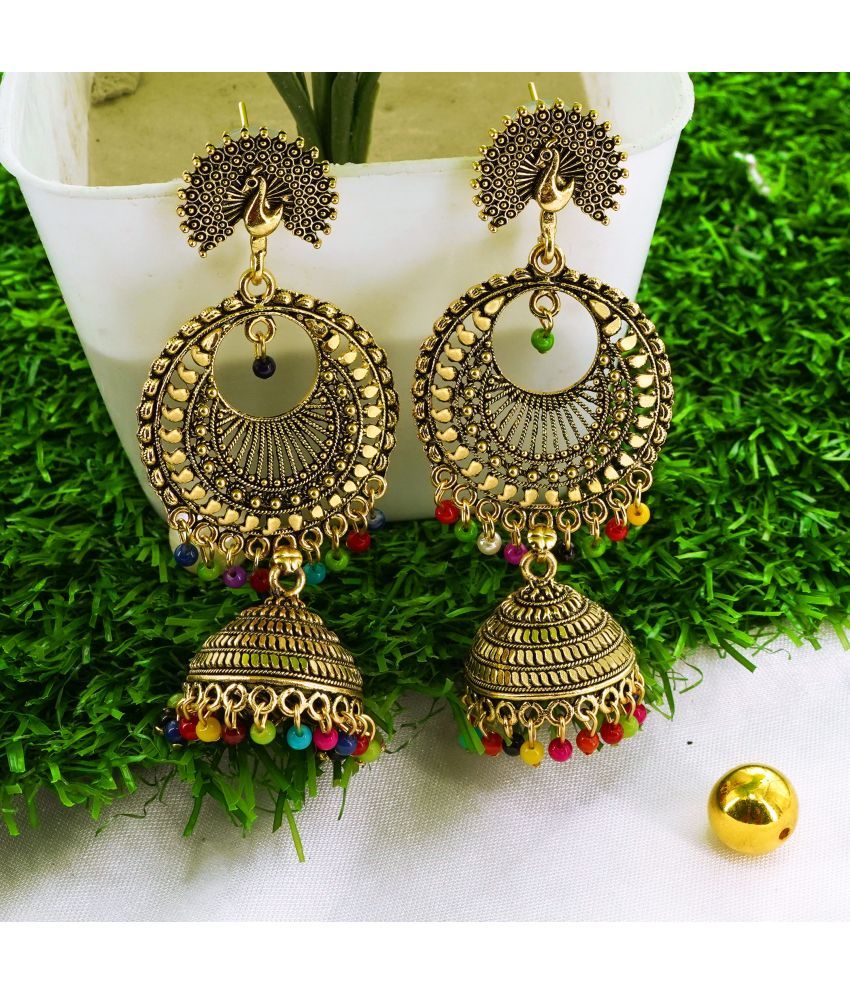     			Thrillz Golden Jhumki Earrings ( Pack of 1 )