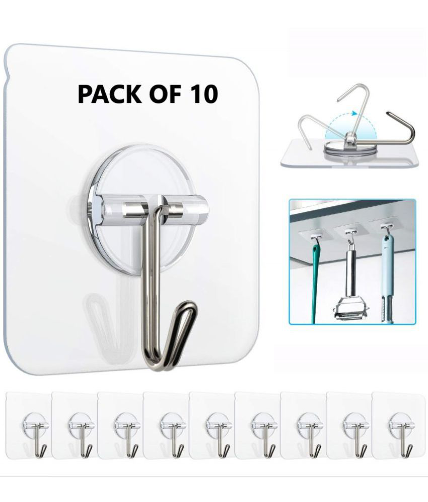    			Wall Hooks & Wall Hangers Tex Hooks Pack of 10 for Wall Heavy Duty, Self Adhesive Hook, Wall hangings, Kitchen Accessories Items, Clothes Hanging, Sticky Photo Frame