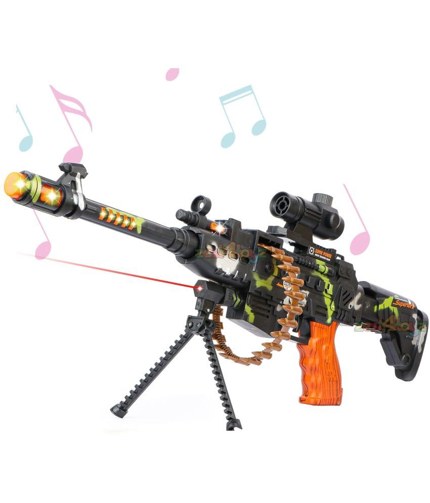     			Zest 4 Toyz 25" Musical Army Style Toy Gun For Kids With Music, Lights And Laser Light (Multi-Color)