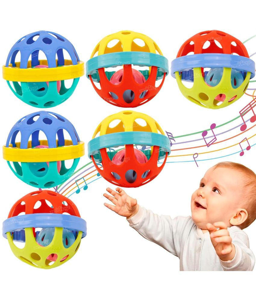     			Zest 4 Toyz Baby Toys 6 to 12 Months New Born Rattles Activity Ball Infant Toys, Shaker, Grab and Spin Rattle, Crawling Educational 6 Month Old Baby Boys Girls - Pack of 6