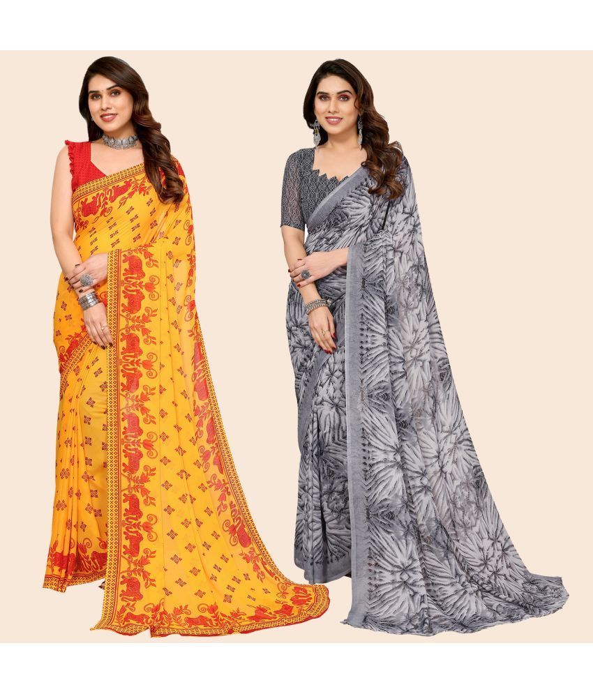     			ANAND SAREES Georgette Printed Saree With Blouse Piece - Multicolour ( Pack of 2 )