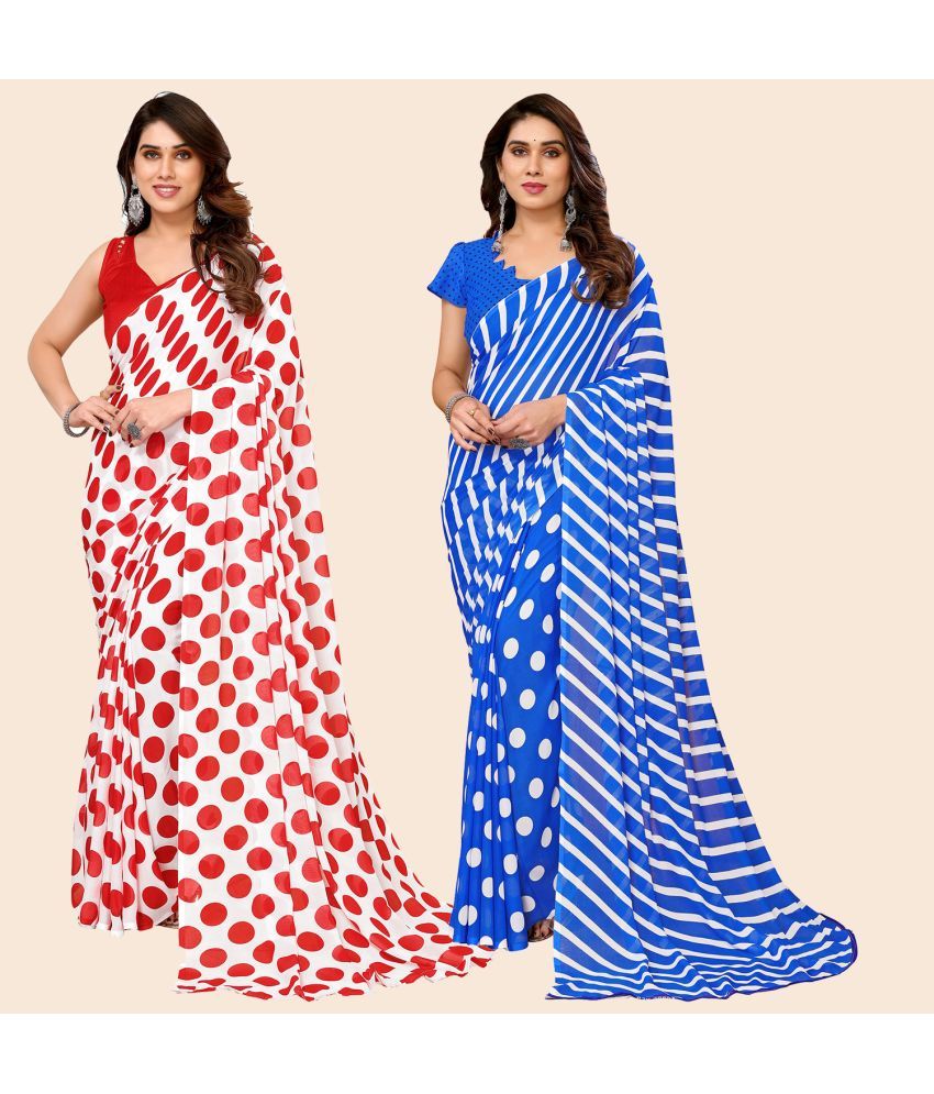     			ANAND SAREES Georgette Printed Saree With Blouse Piece - Multicolour ( Pack of 2 )