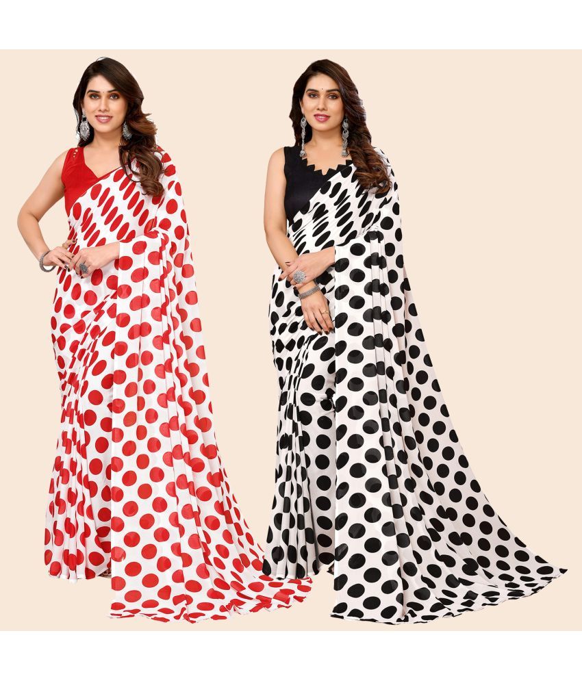     			ANAND SAREES Georgette Printed Saree With Blouse Piece - Multicolour ( Pack of 2 )