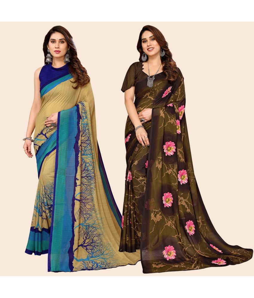     			ANAND SAREES Georgette Printed Saree With Blouse Piece - Multicolour ( Pack of 2 )