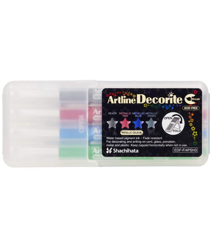     			Artline Artline Decorite-Pearl Metalic Brush Markers Set Of 4 (Red/Silver/Blue/Green)