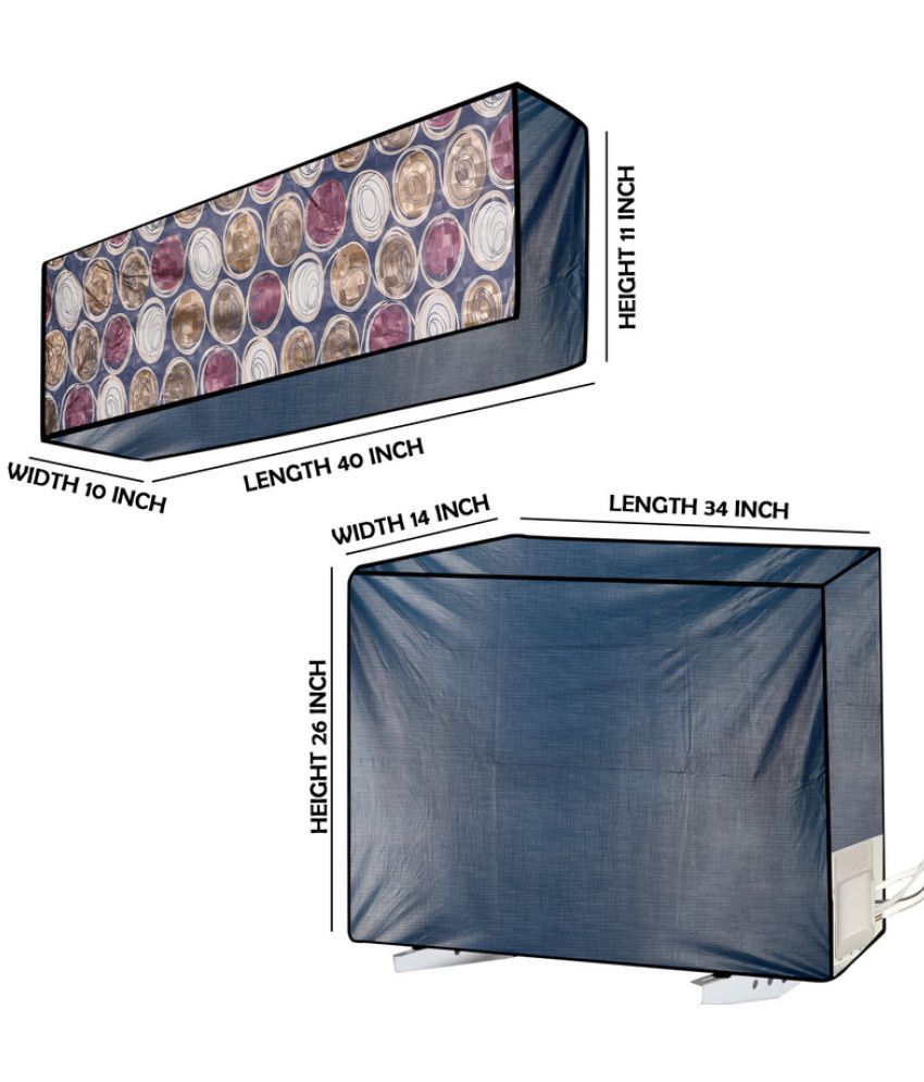     			CASA FURNISHING Set of 2 Polyester Blend Multi AC Cover for 1.5 Ton Split AC