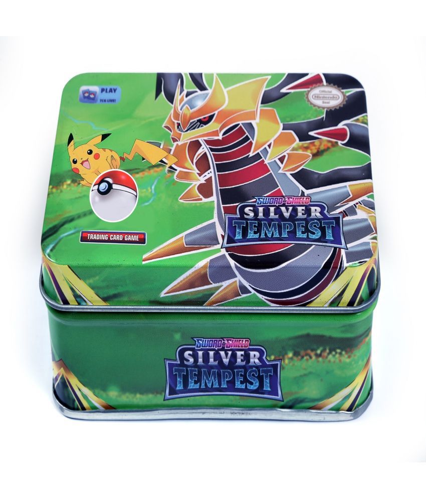     			FEDIFU Kids New Silver Tempest Tin Card Games Booster 39 +2 Playing Card Toy Set of 1 Multicoloured Tin Box