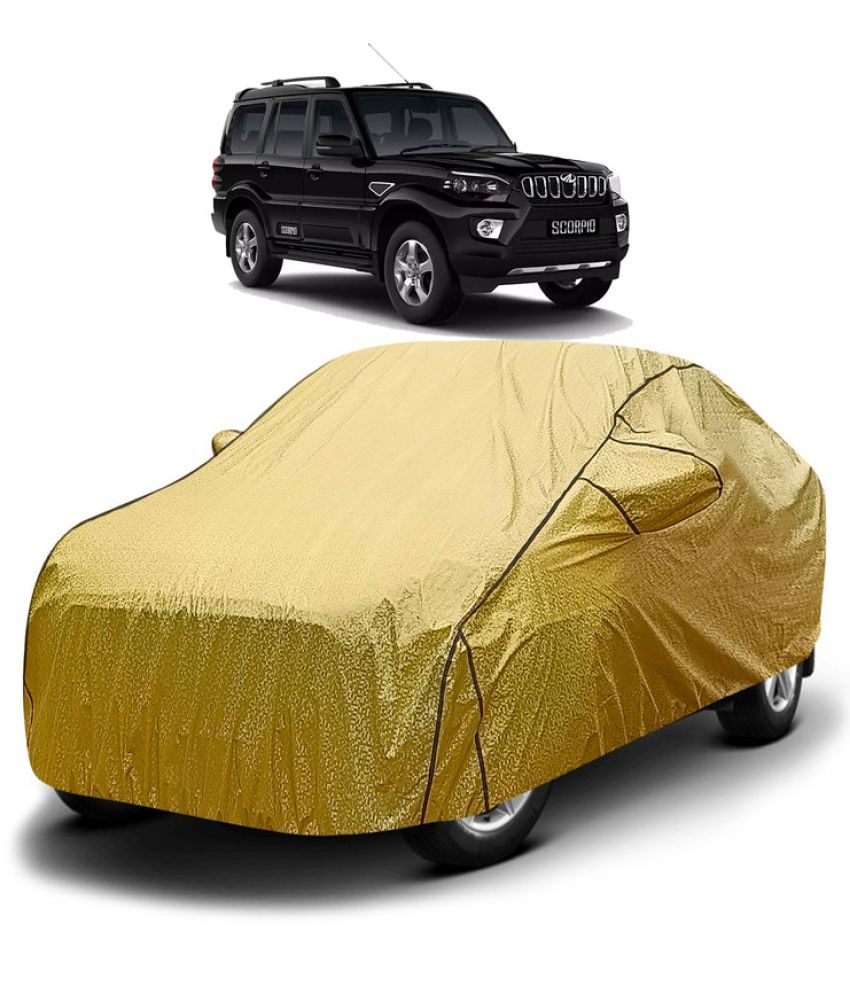     			GOLDKARTZ Car Body Cover for Mahindra Scorpio With Mirror Pocket ( Pack of 1 ) , Golden