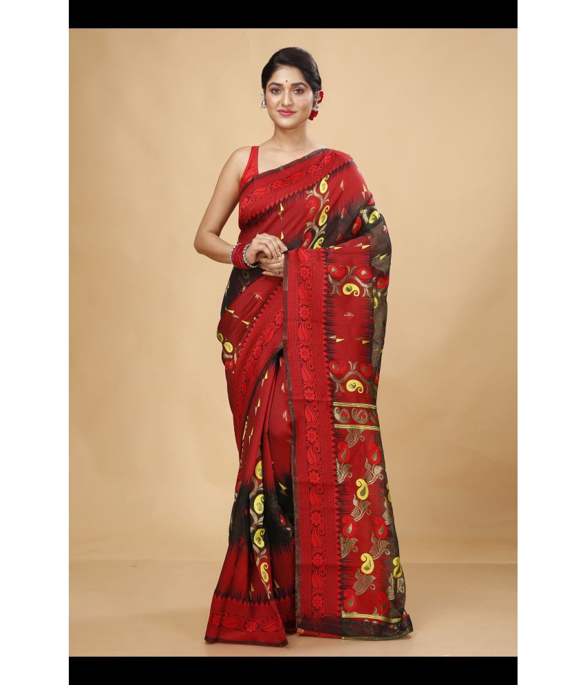     			Happy Creation Cotton Silk Self Design Saree Without Blouse Piece - Black ( Pack of 1 )