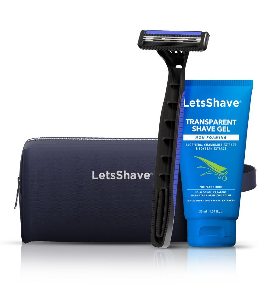     			LetsShave Handy Shaving Kit for Men with Pro 2 Razor, Shave Gel 30ml and Travel Pouch (Pack of 3)