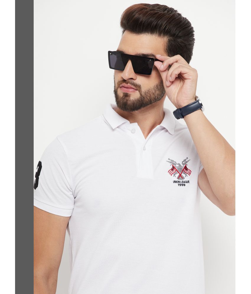     			RELANE Pack of 1 Cotton Blend Regular Fit Solid Half Sleeves Men's Polo T Shirt ( White )