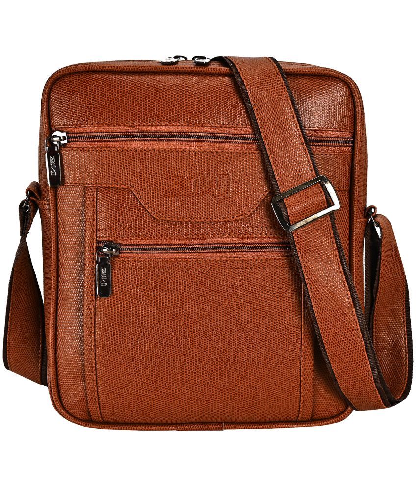     			ZAIKO BAGS Tan Solid Messenger Bag