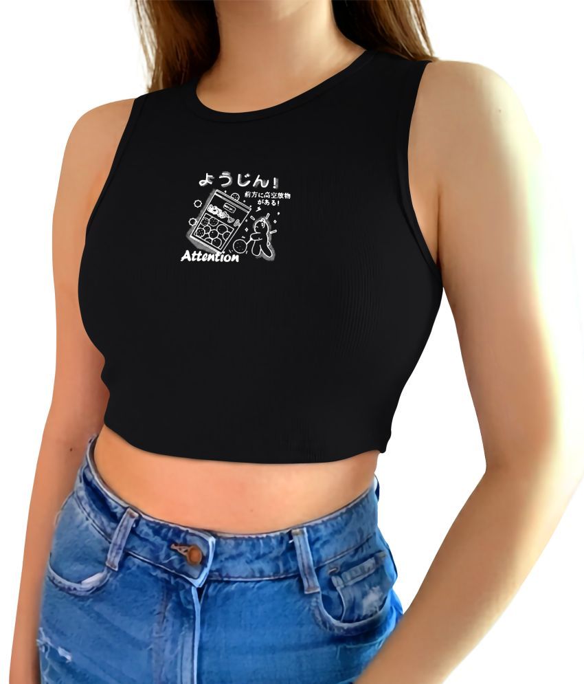     			fashion and youth Black Cotton Blend Women's Crop Top ( Pack of 1 )