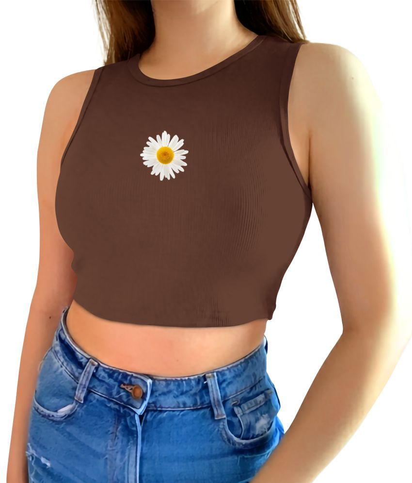     			fashion and youth Brown Cotton Blend Women's Crop Top ( Pack of 1 )