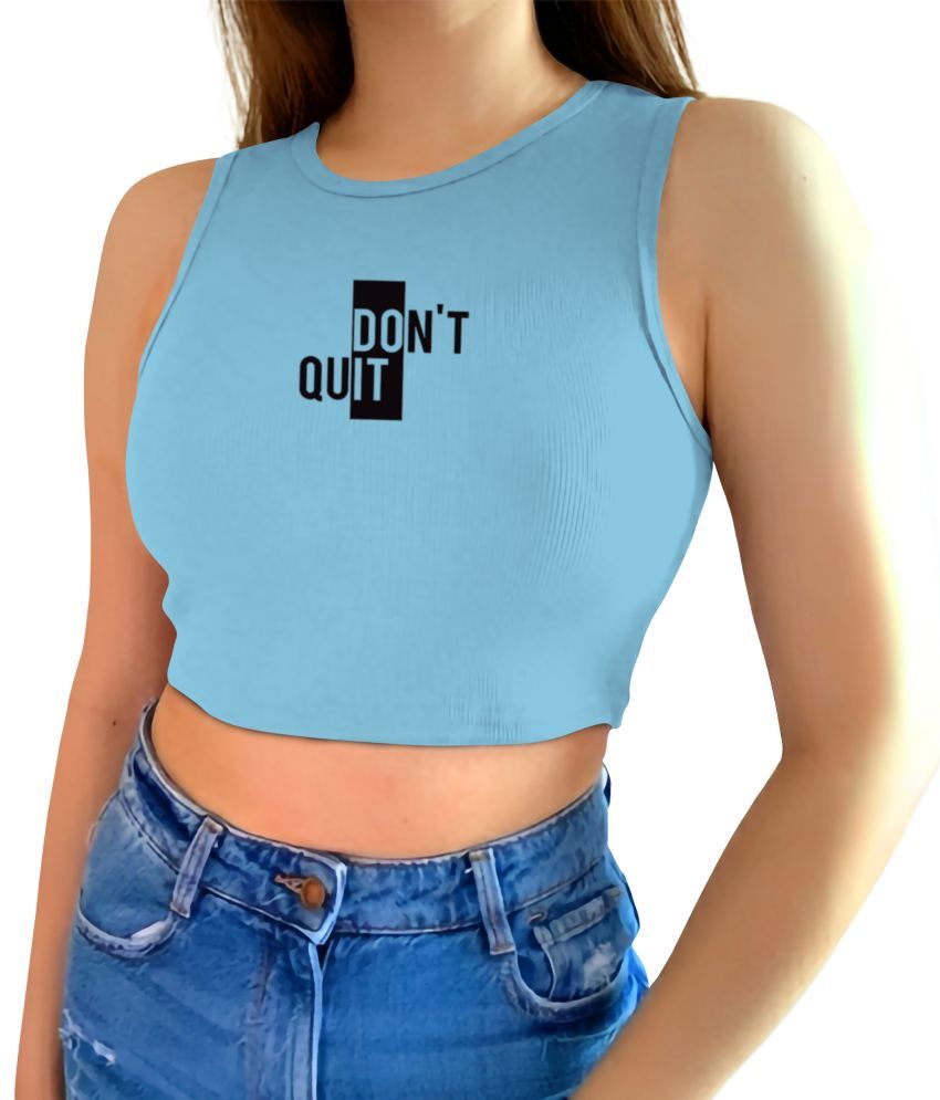     			fashion and youth Light Blue Cotton Blend Women's Crop Top ( Pack of 1 )